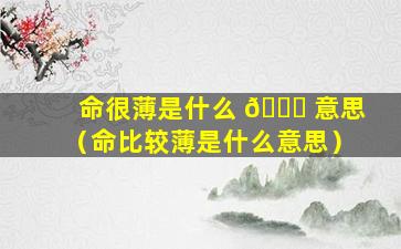 命很薄是什么 🐎 意思（命比较薄是什么意思）